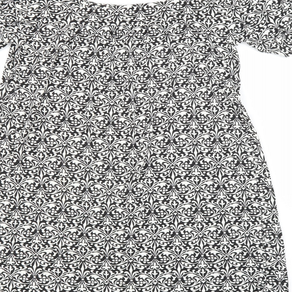 Matalan Womens Black Floral Basic Blouse Size 8