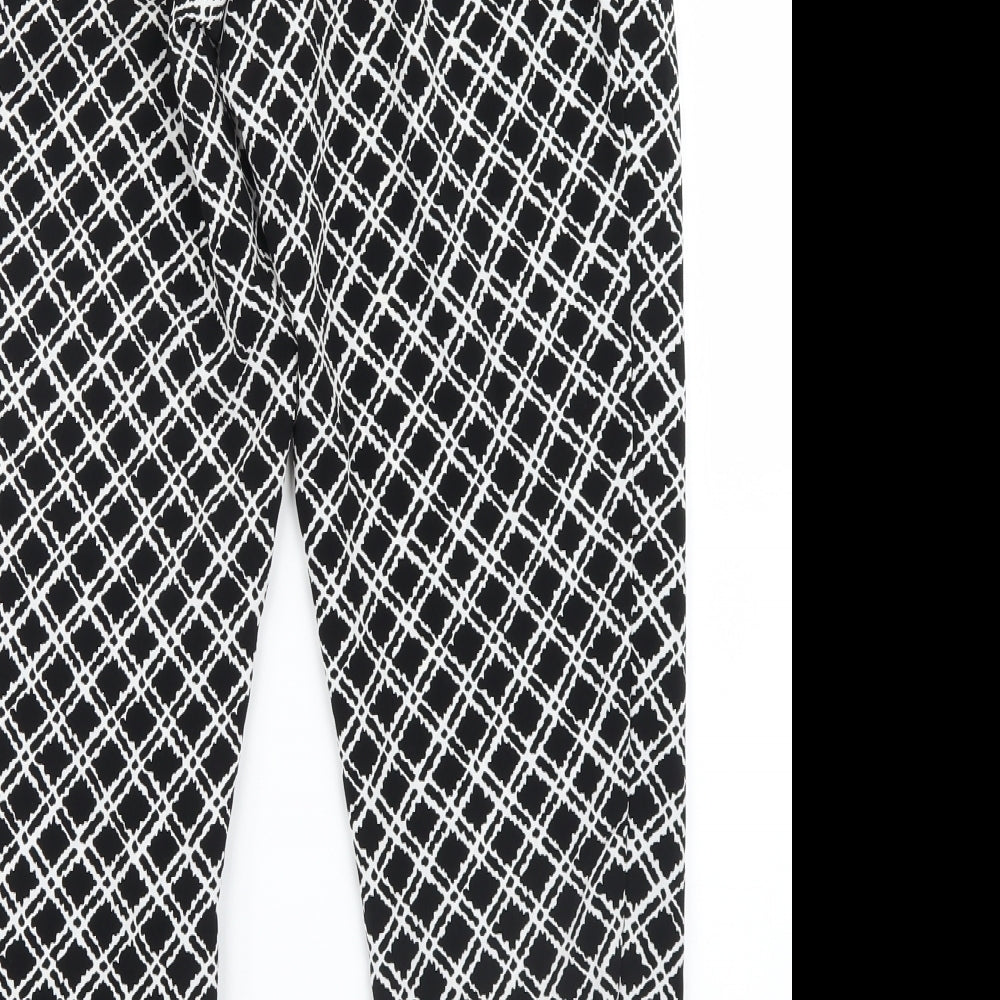 Topshop Womens Black Geometric Trousers Size 6 L27 in