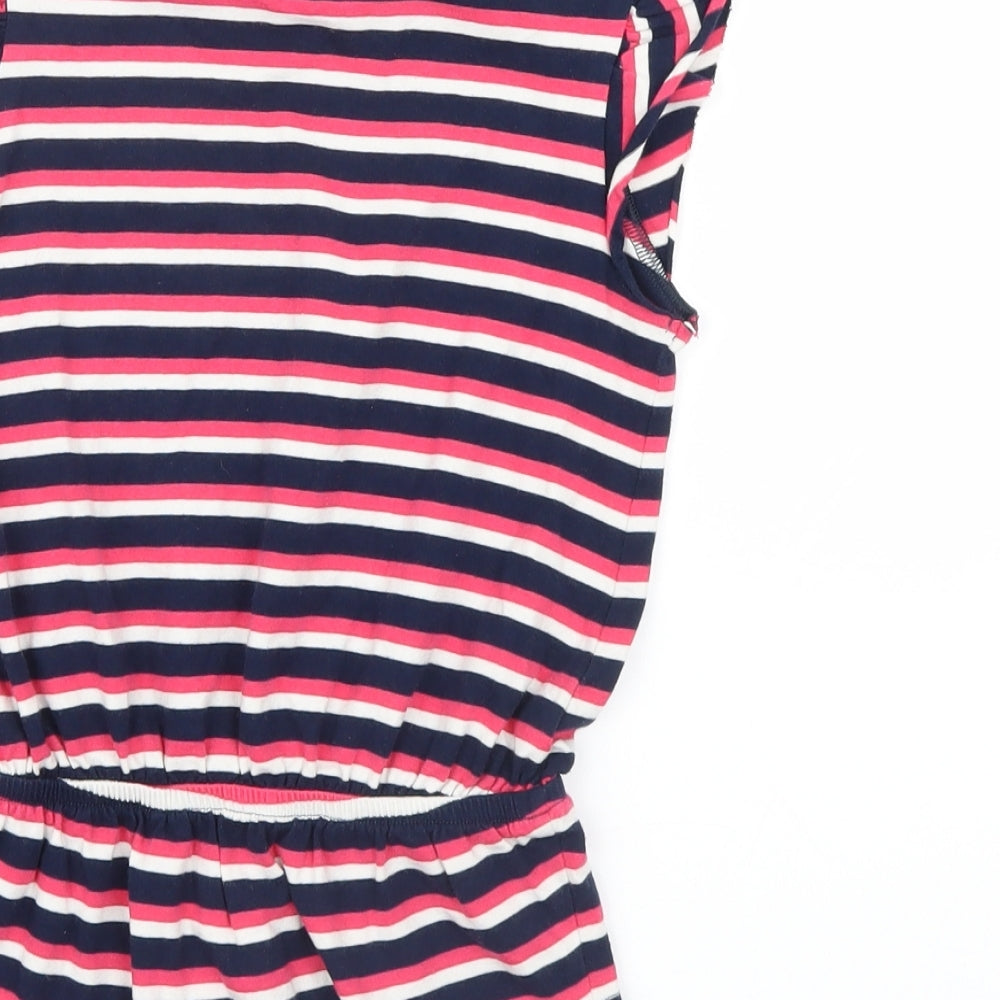 Marks & Spencer Girls Pink Striped Basic T-Shirt Size 6-7 Years