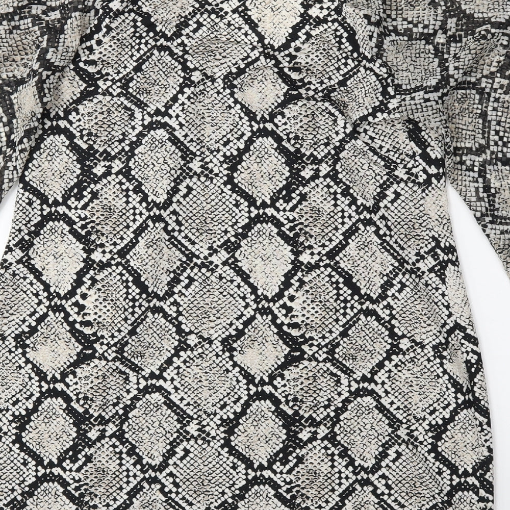 New Look Womens Grey Animal Print Sheath Size 12