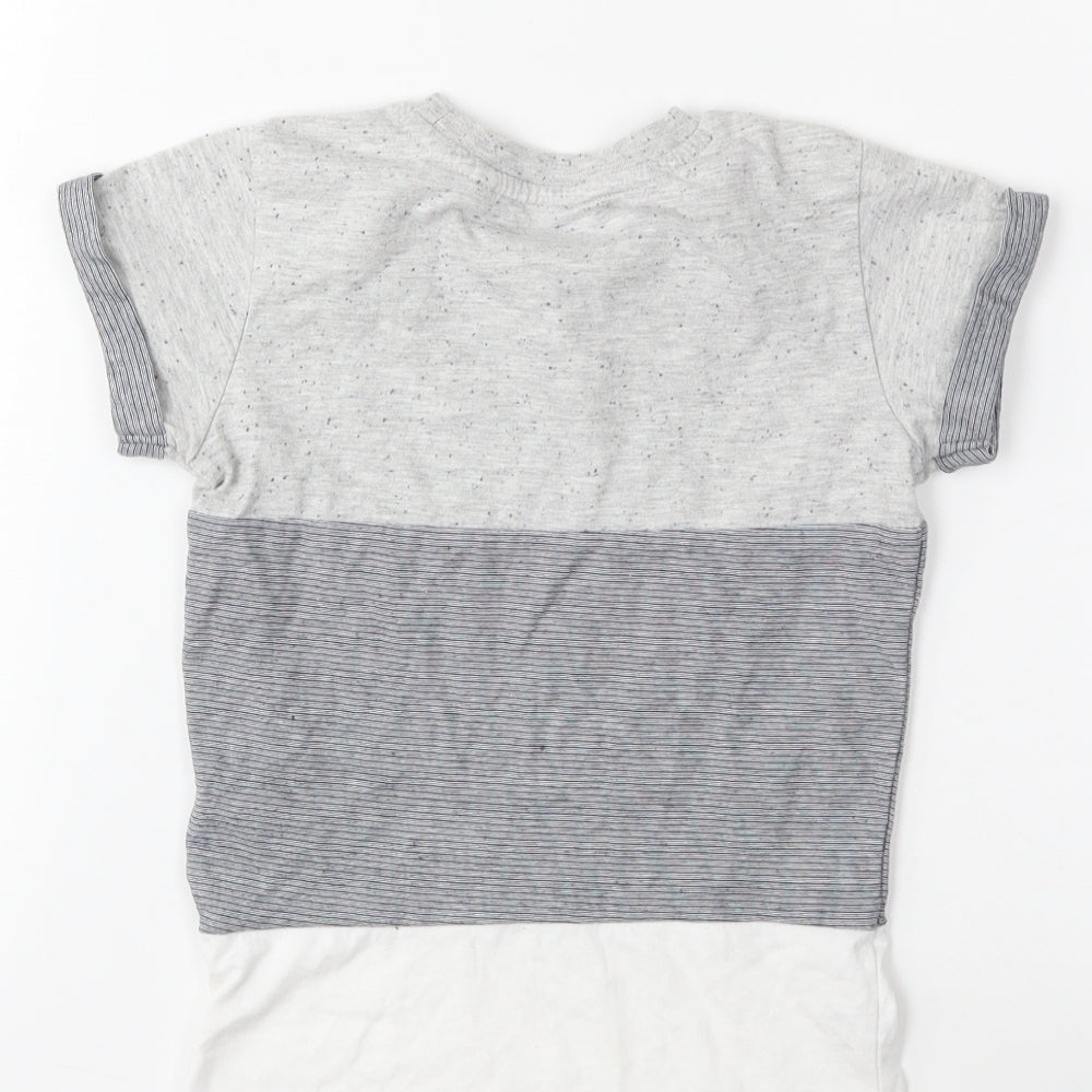 NEXT Boys Grey Striped Basic T-Shirt Size 4 Years