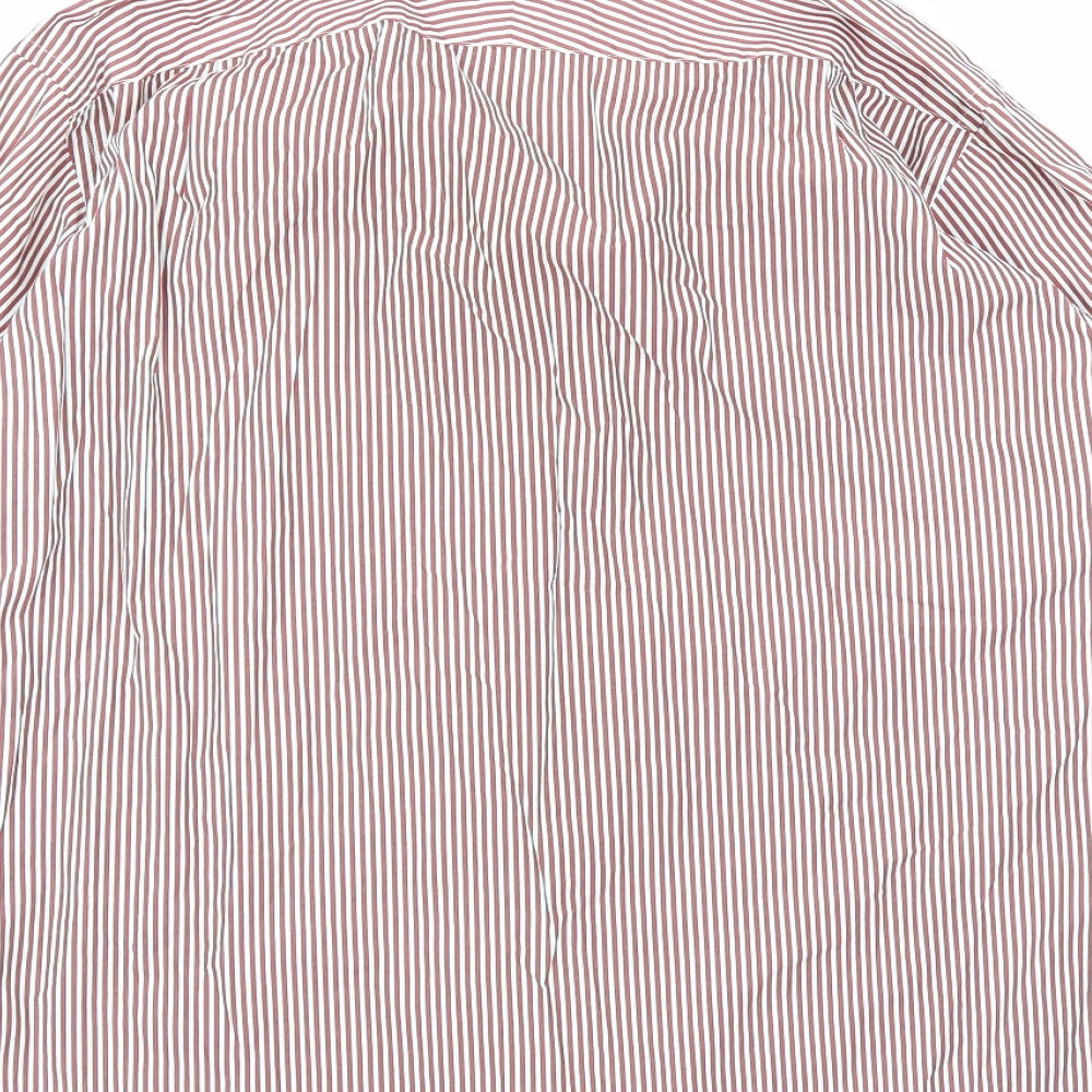 Charles Tyrwhitt Mens Red Striped Button-Up Size L