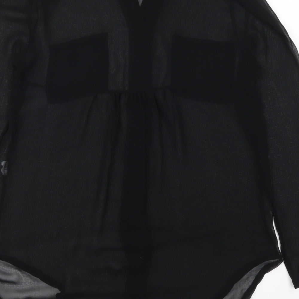 Preworn Womens Black Basic Button-Up Size S
