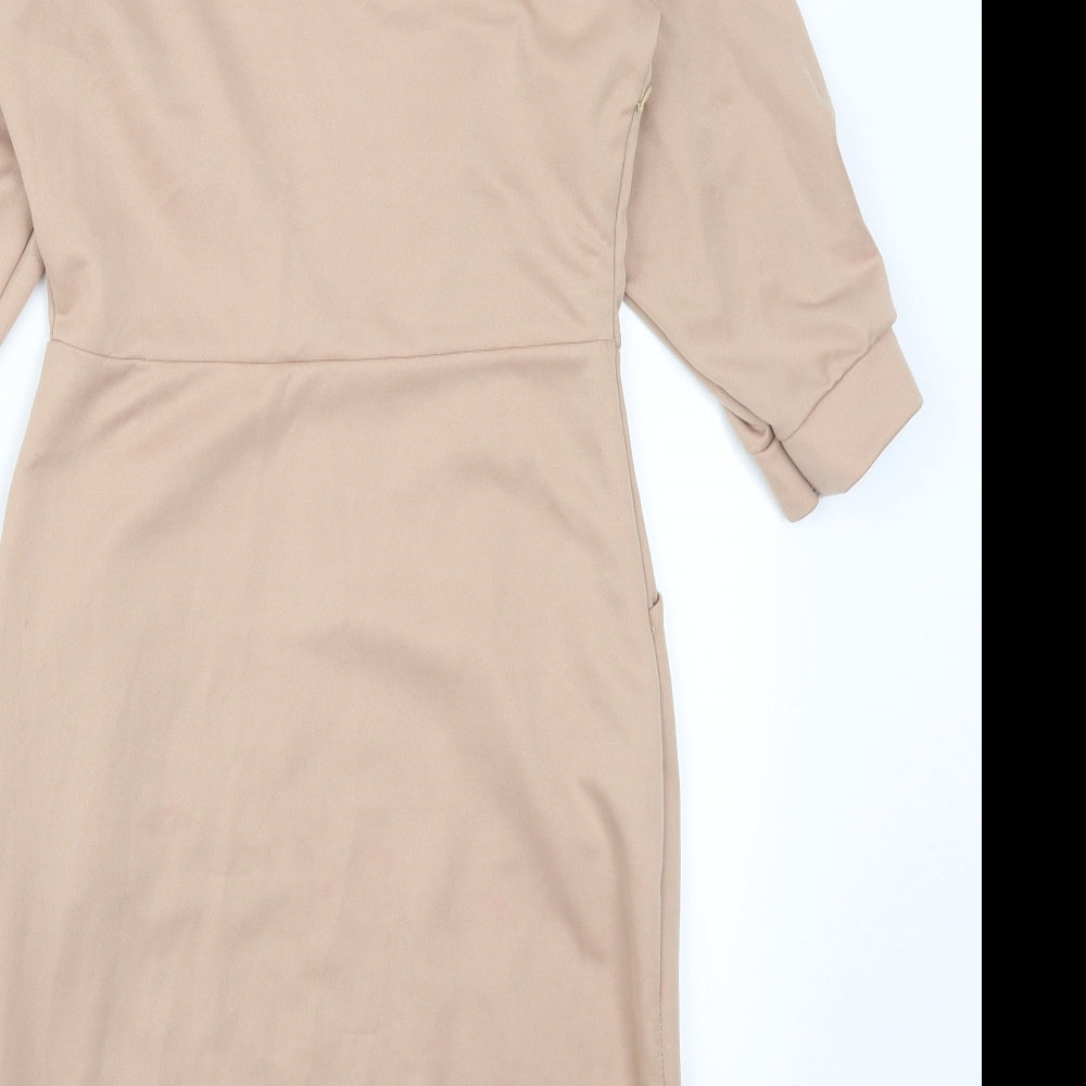 XuiyaFashion Womens Beige Pencil Dress Size S