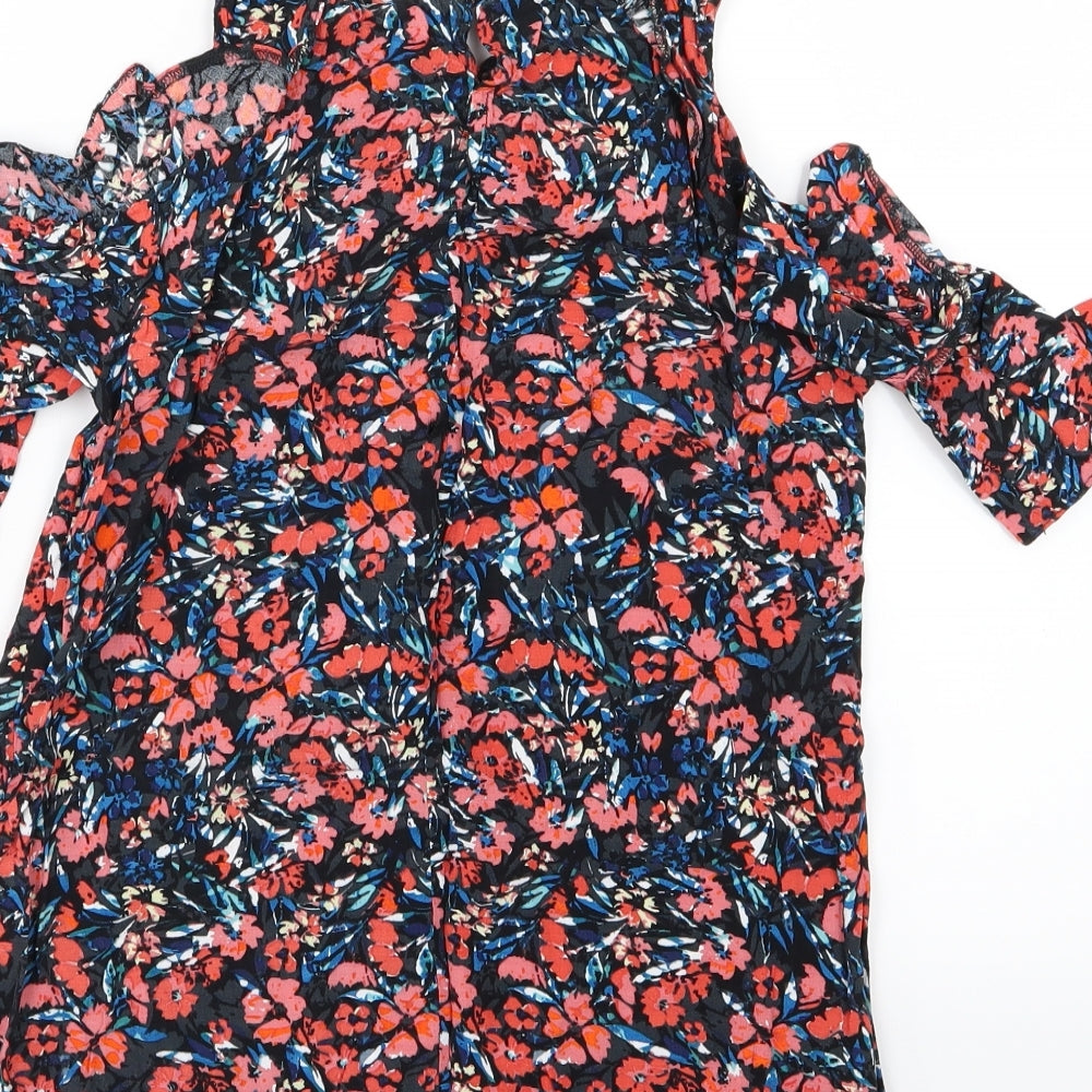 F&F Womens Multicoloured Floral Basic Blouse Size 8 - cold shoudler
