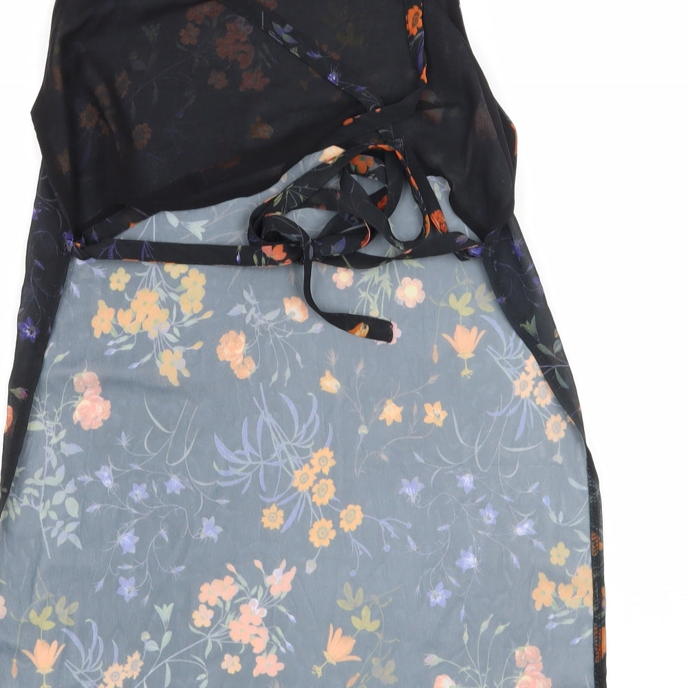 Missguided Womens Black Floral Basic Blouse Size 8