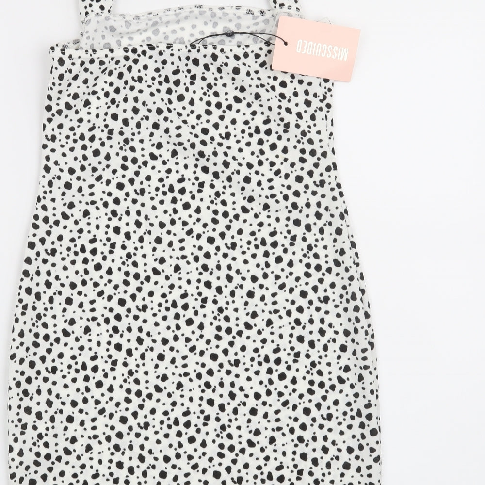 Missguided Womens White Animal Print Bodycon Size 8
