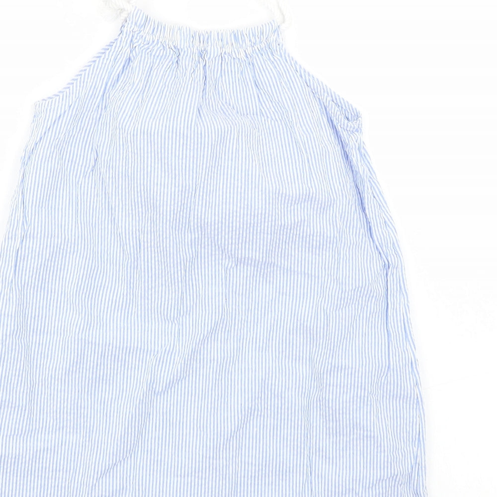 H&M Girls Blue Striped Basic Blouse Size 7-8 Years