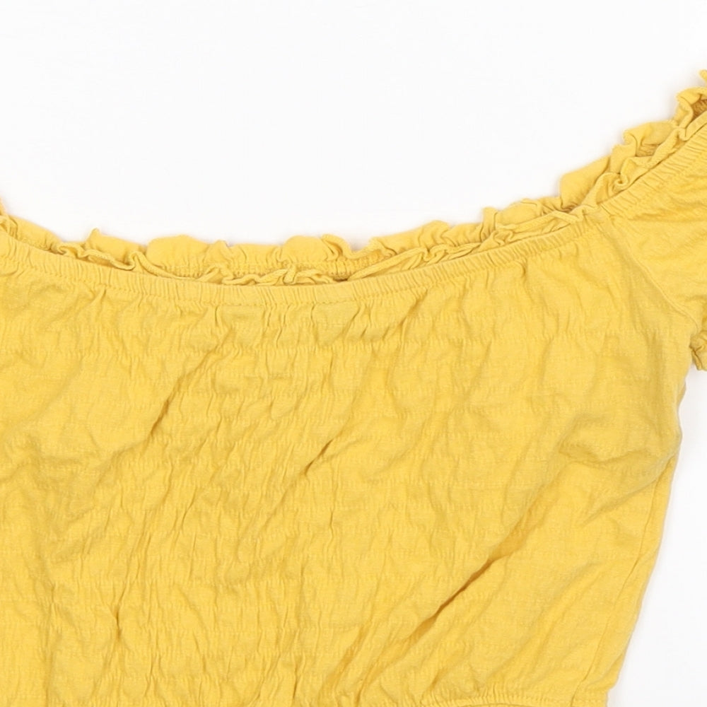 New Look Womens Yellow Cropped T-Shirt Size 8