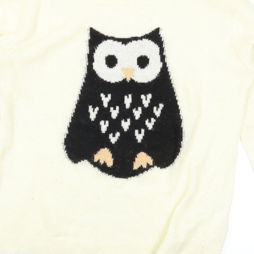 LFT Womens White Pullover Jumper Size M - Owl