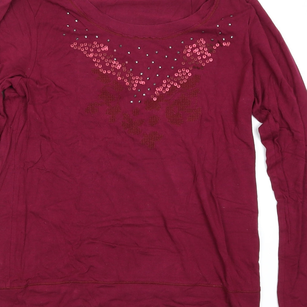 Cachemira Womens Purple Basic T-Shirt Size L