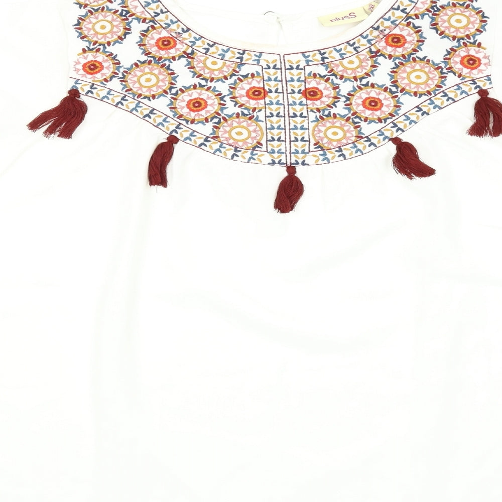 plusS Womens White Basic Blouse Size 2XL