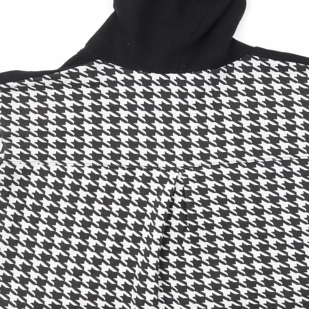 Cameo rose Womens Black Houndstooth Pullover Hoodie Size S