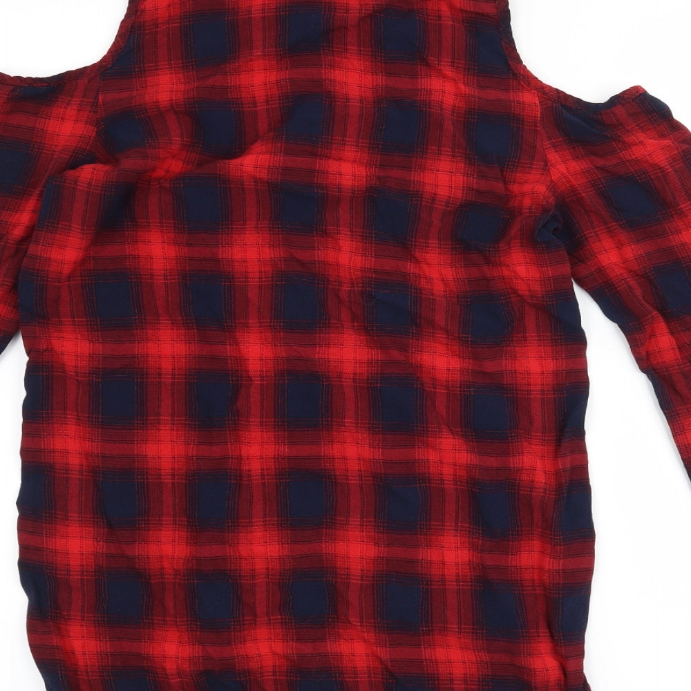 Cherry Koko Womens Red Check Basic Button-Up Size S
