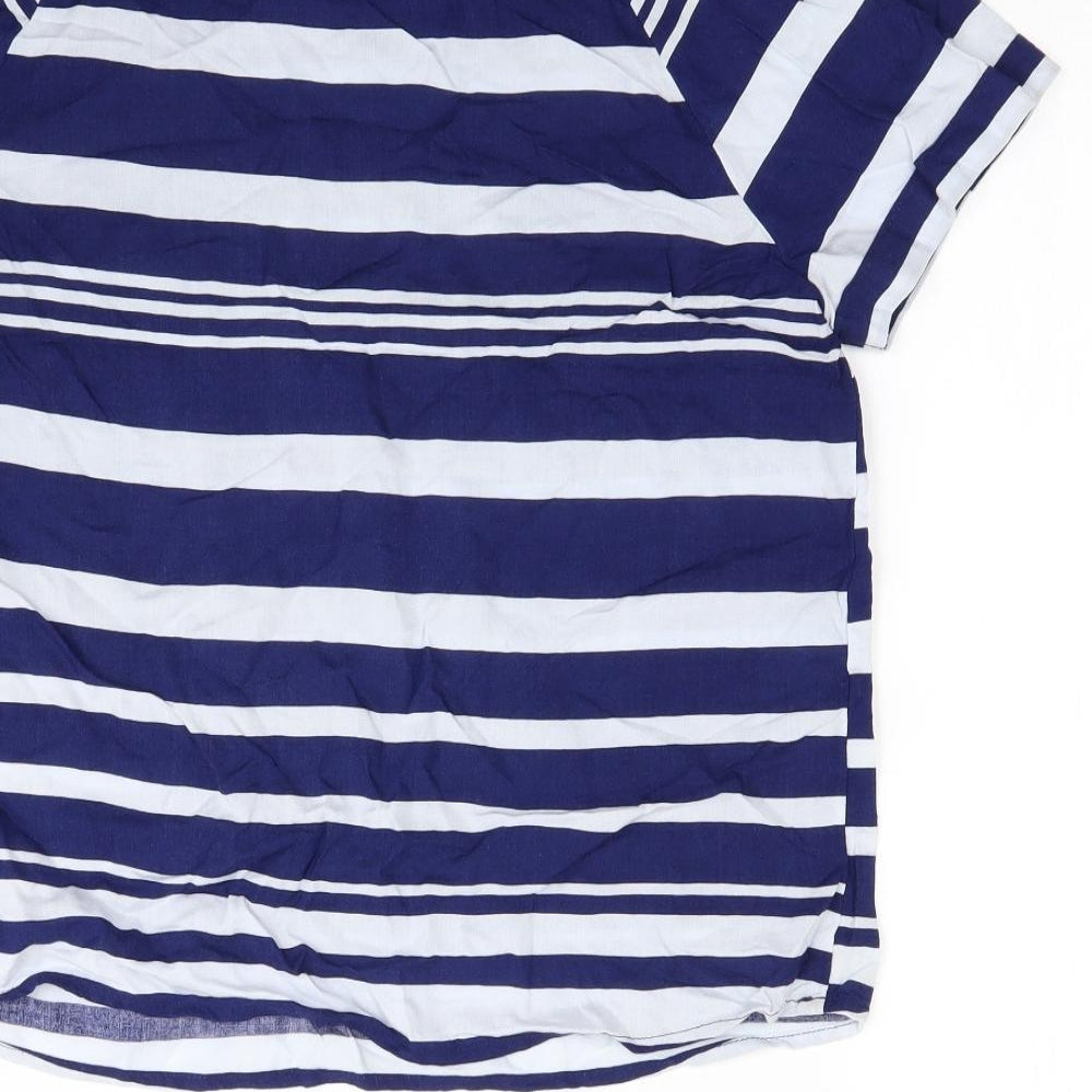 F&F Womens Blue Striped Basic Blouse Size 10