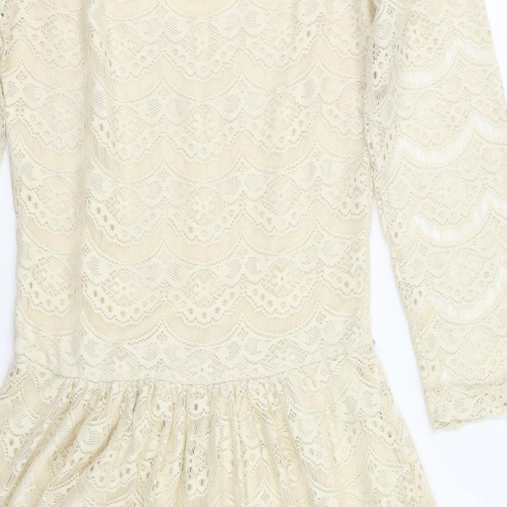 Warehouse Womens Ivory Floral Fit & Flare Size 6