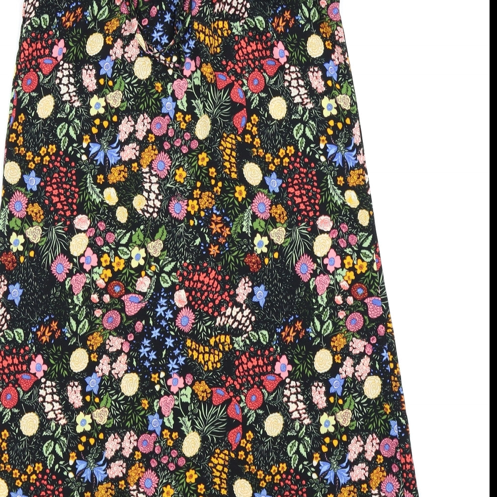 Brand and care label for Only women’s black floral fit & flare, size UK 6