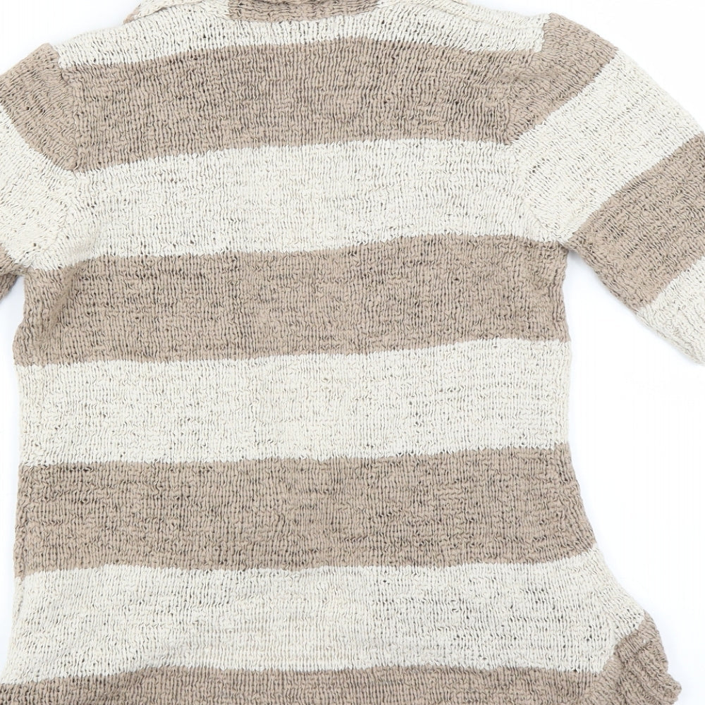 lucy & laurel Womens Beige Striped Cardigan Jumper Size 14
