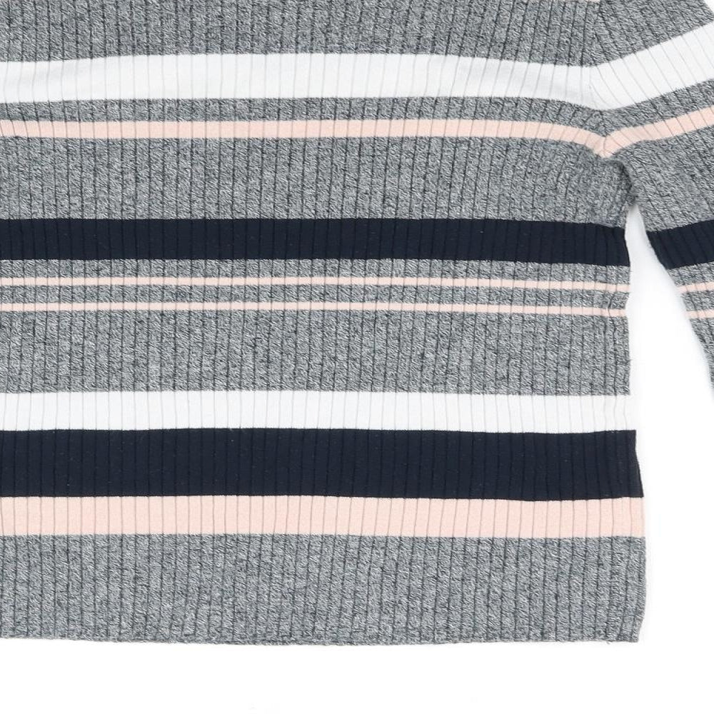 Divided Womens Grey Striped Pullover Jumper Size M