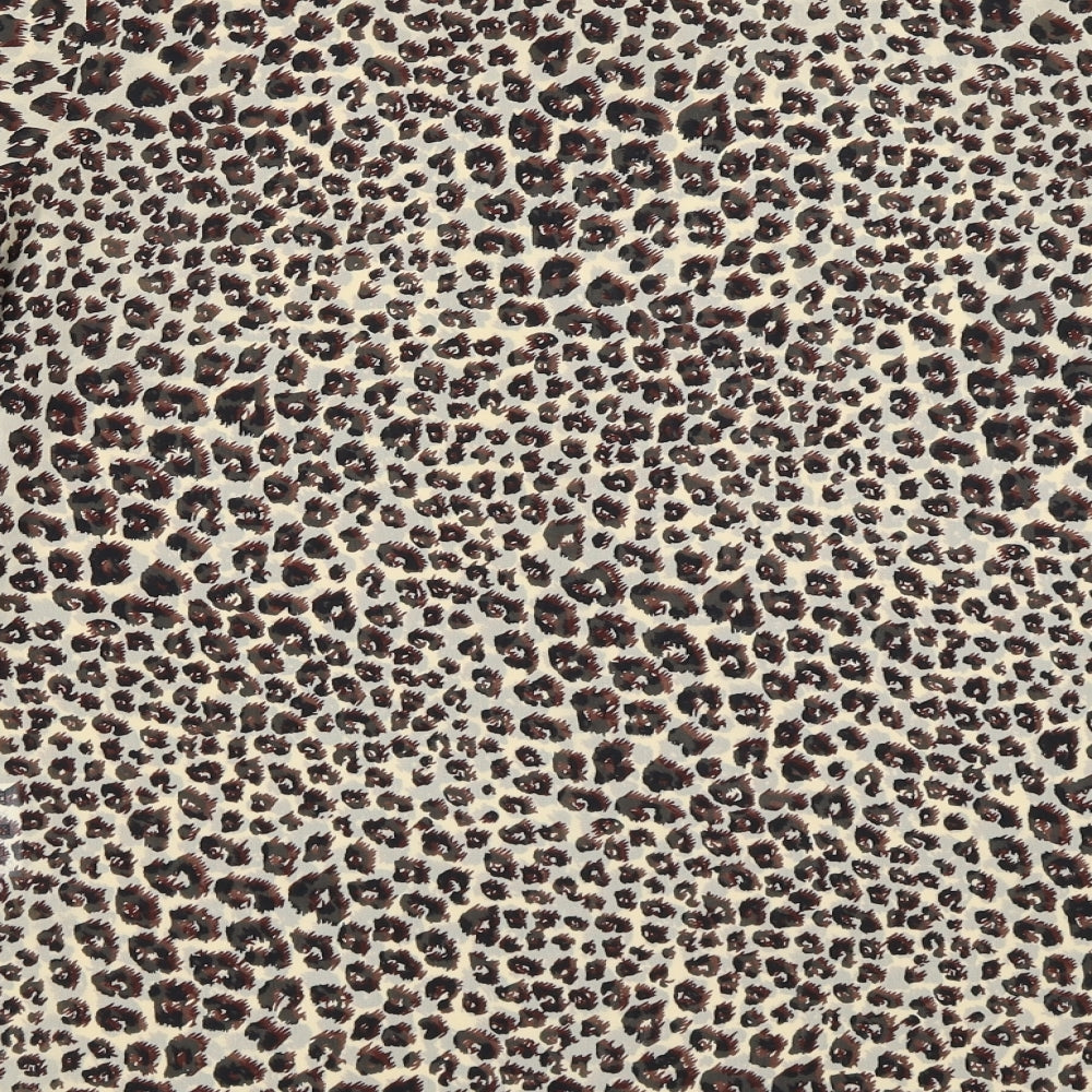 Preworn Womens Beige Animal Print Basic Blouse Size 10 - Leopard print