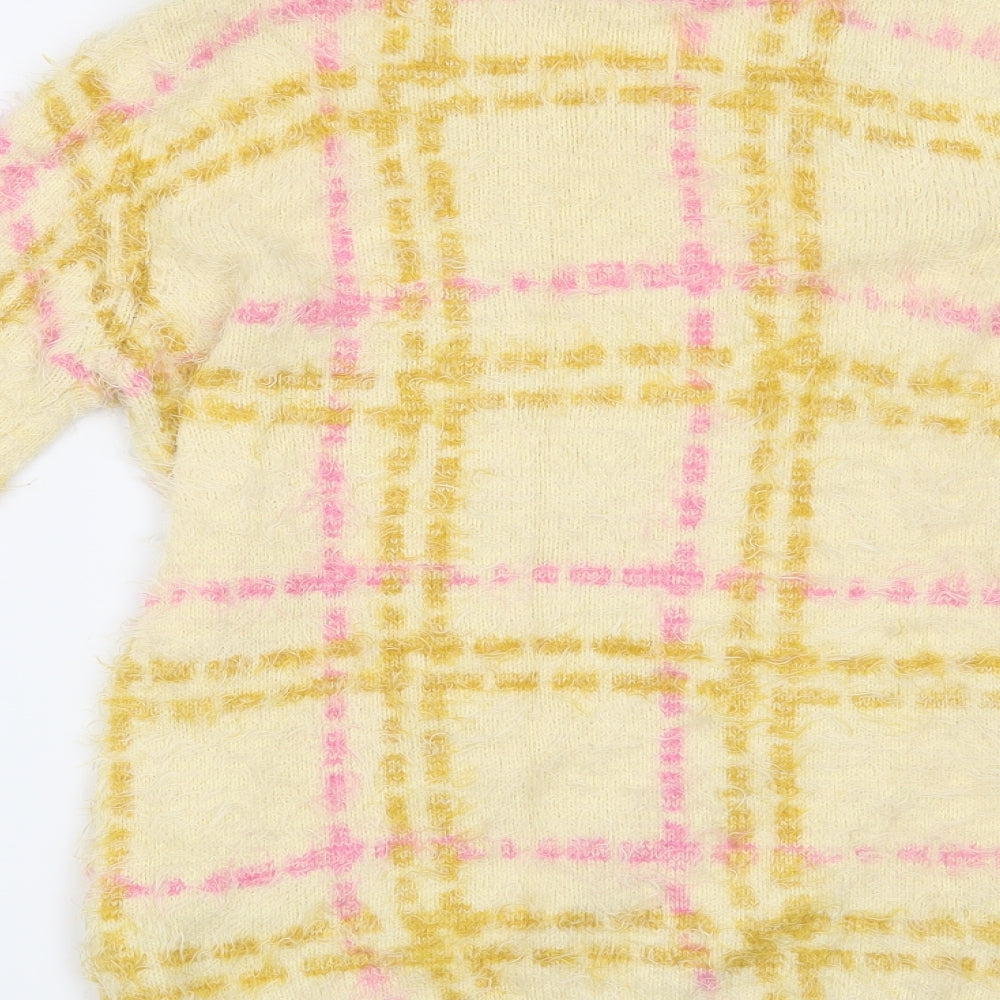 Miss Selfridge Womens Beige Check Pullover Jumper Size 10