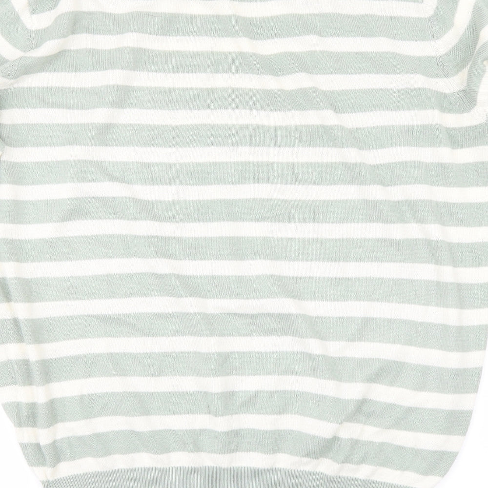 H&M Womens Green Striped Pullover Jumper Size M