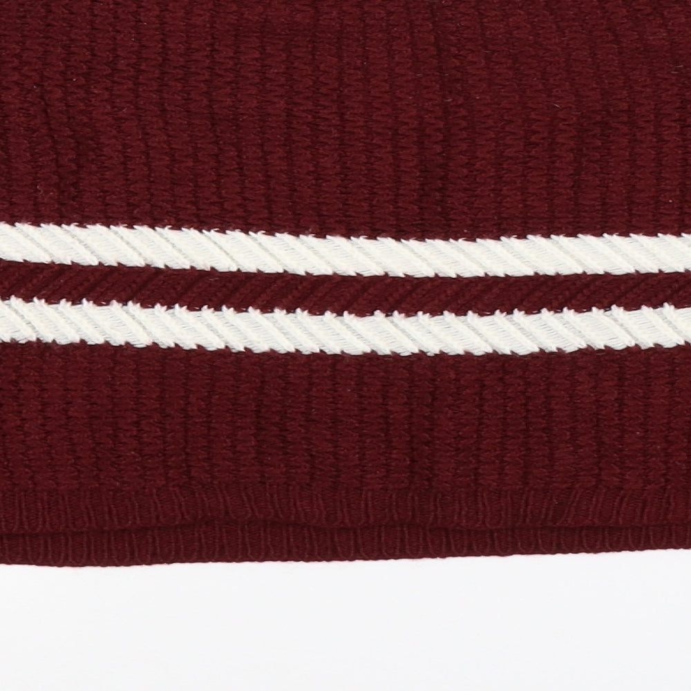 Preworn Womens Brown Striped Knit Pullover Jumper Size L - Cropped