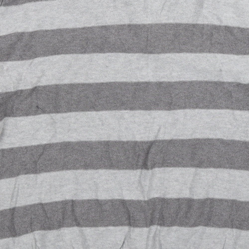 Brand and care label for George men’s grey striped knit jumper, size XL
