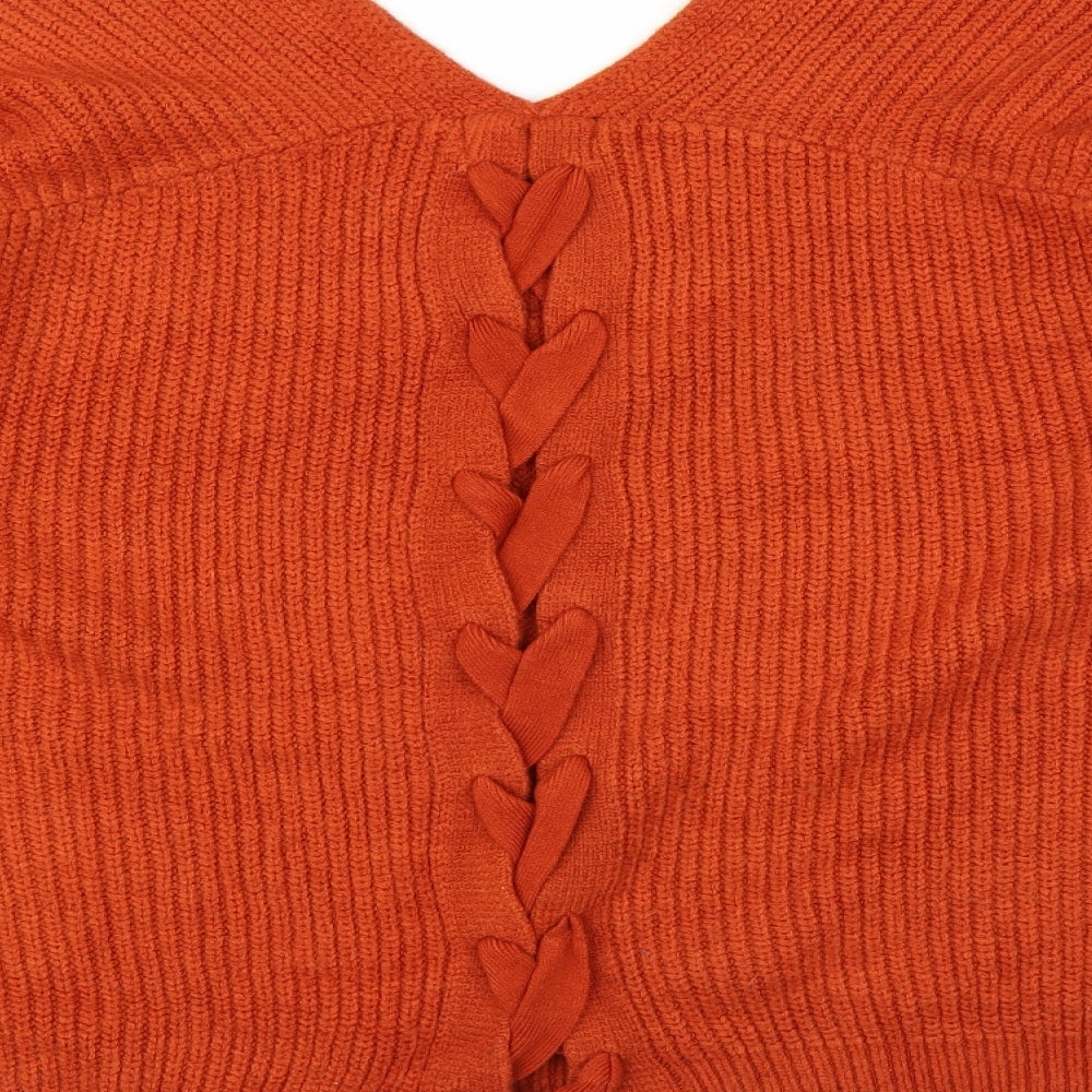 New Look Womens Orange Knit Pullover Jumper Size M