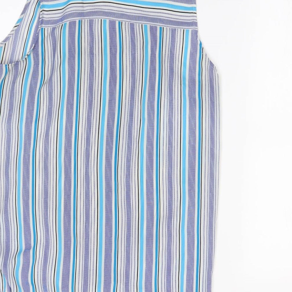 Rose & Olive Womens Blue Striped Basic Blouse Size M