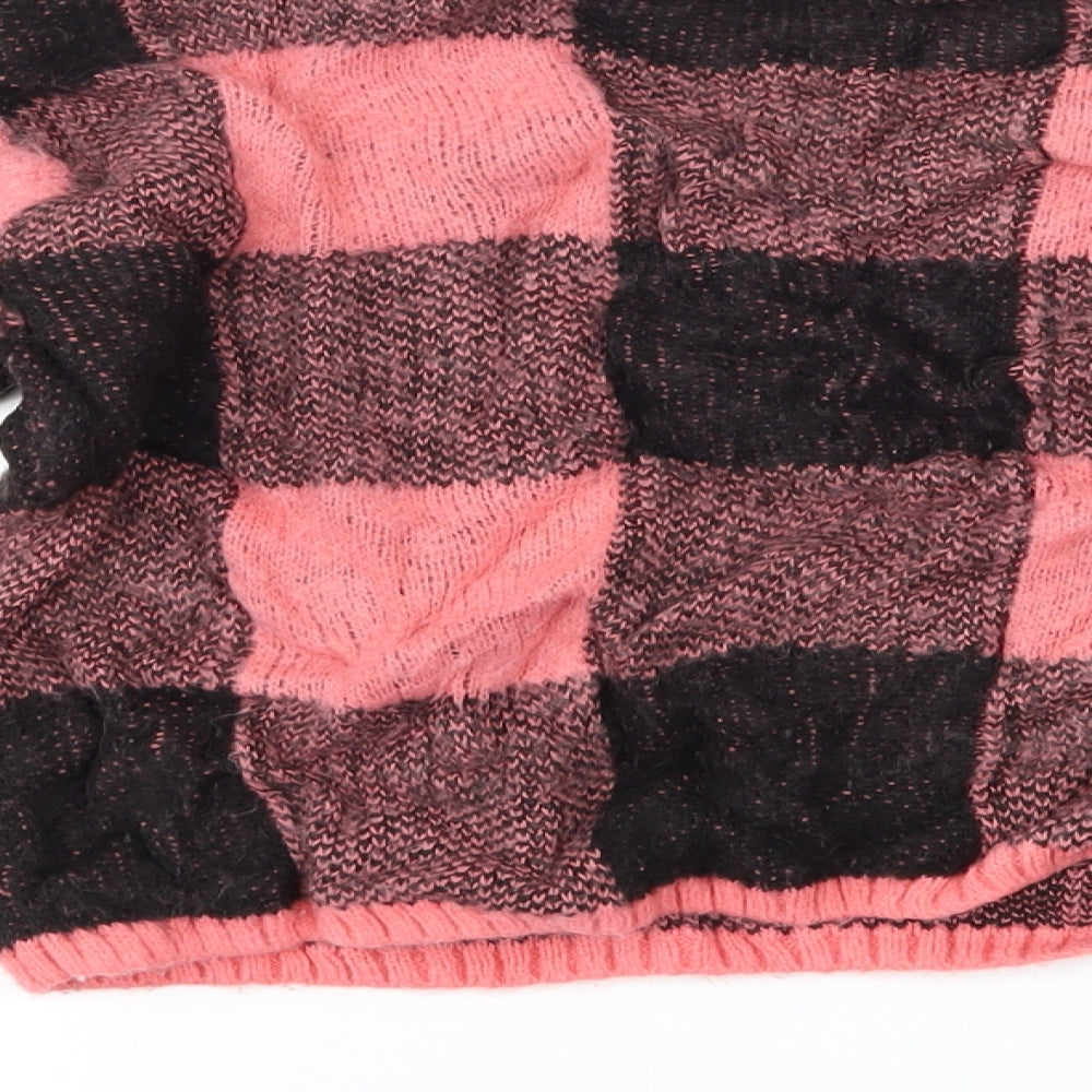H&M Girls Pink Check Pullover Jumper Size 9-10 Years