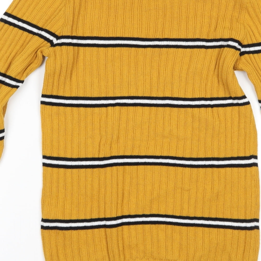 Primark Womens Yellow Striped Pullover Jumper Size S