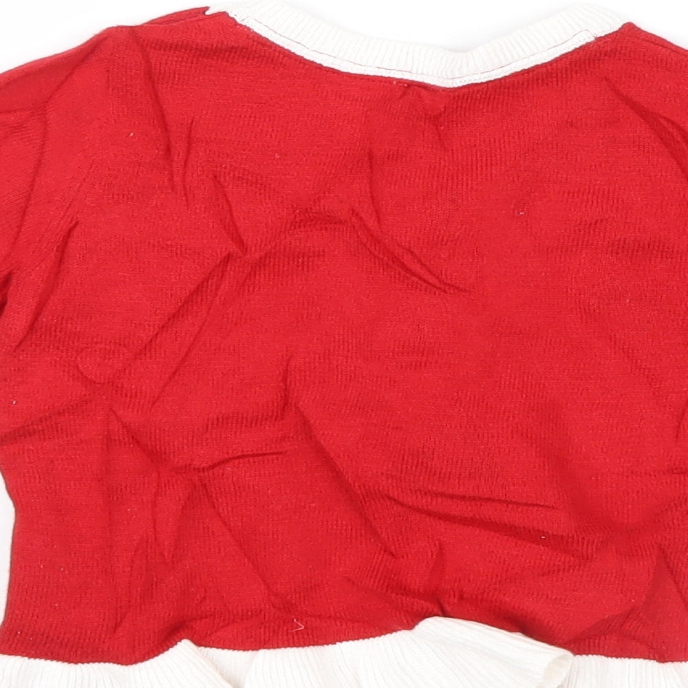 H&M Girls Red Geometric Shirt Dress Size 6-9 Months - Christmas
