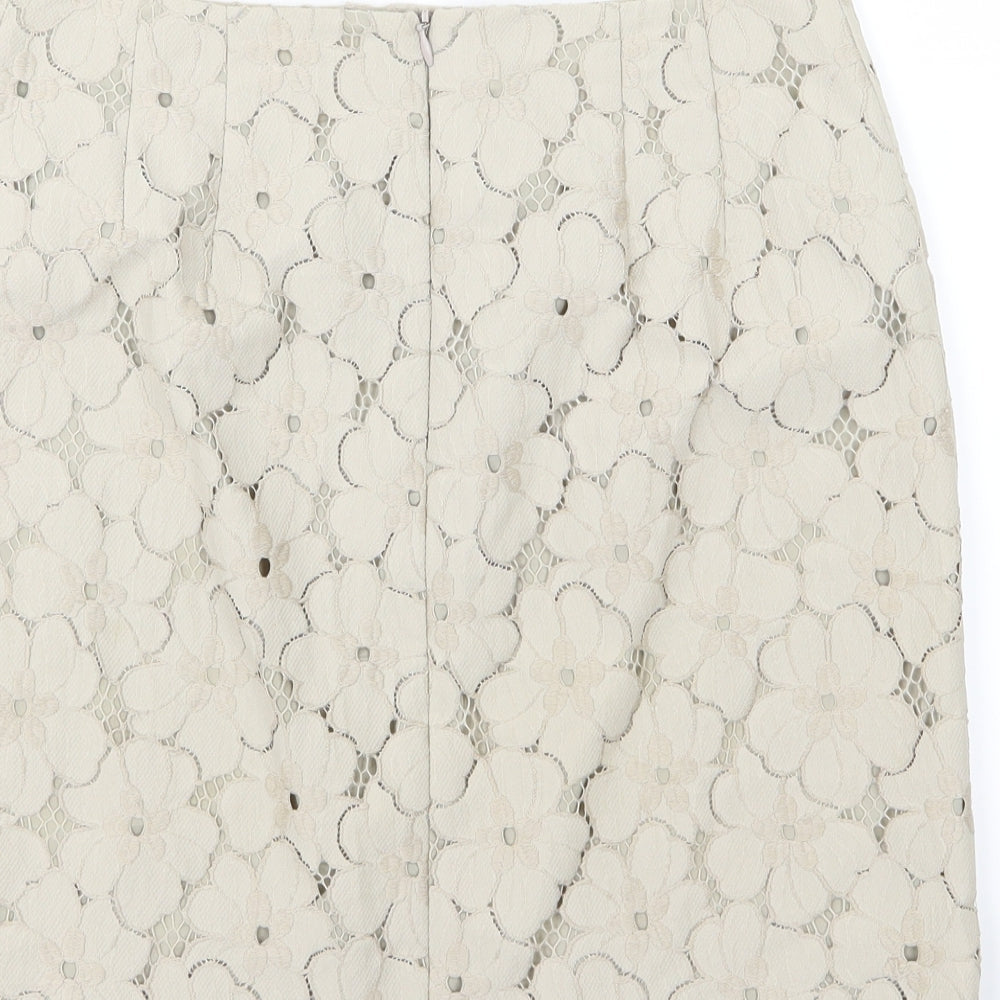 Ann Taylor Womens Beige Floral A-Line Skirt Size 6