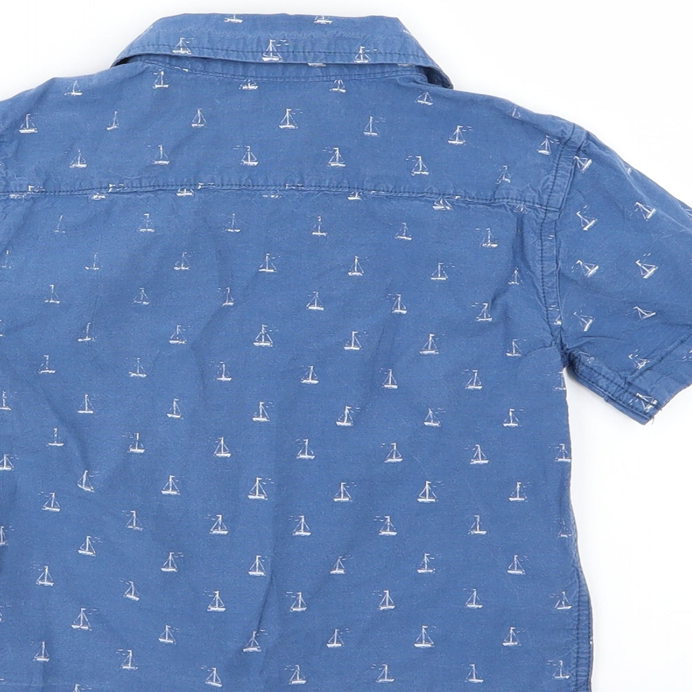 Cotton On Kids Boys Blue Woven Basic Button-Up Size 4 Years - Boat