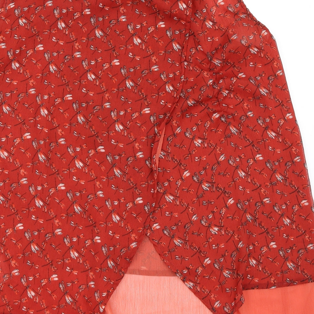 Preworn Womens Red Basic Blouse Size 10