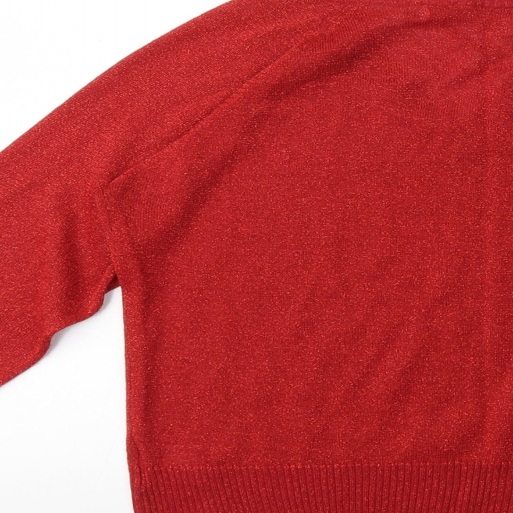 EWM Womens Red Knit Pullover Jumper Size 10