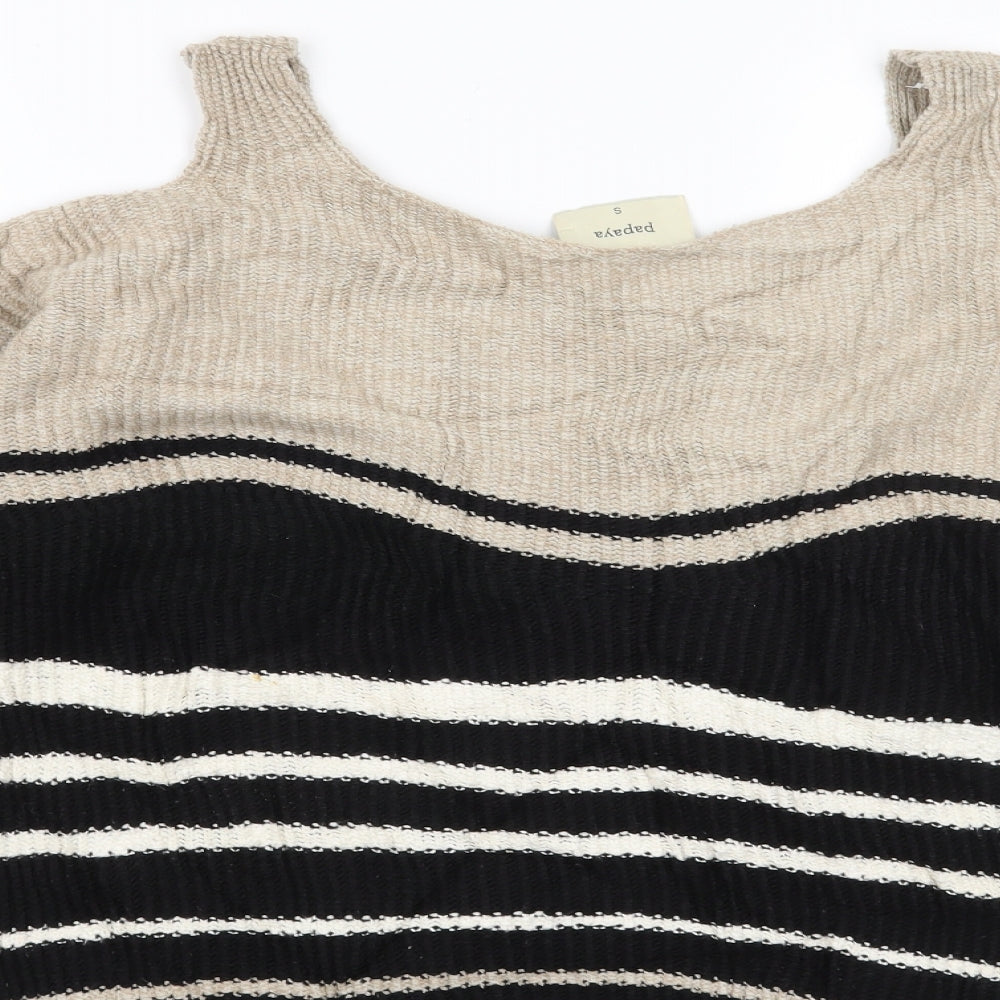 Papaya Womens Beige Striped Pullover Jumper Size S