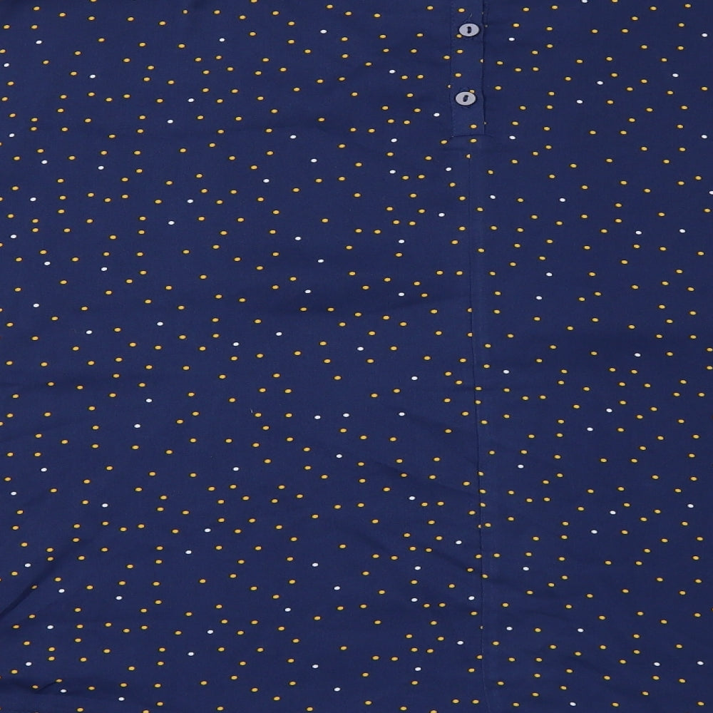 Atelier Womens Blue Polka Dot Basic Blouse Size 10