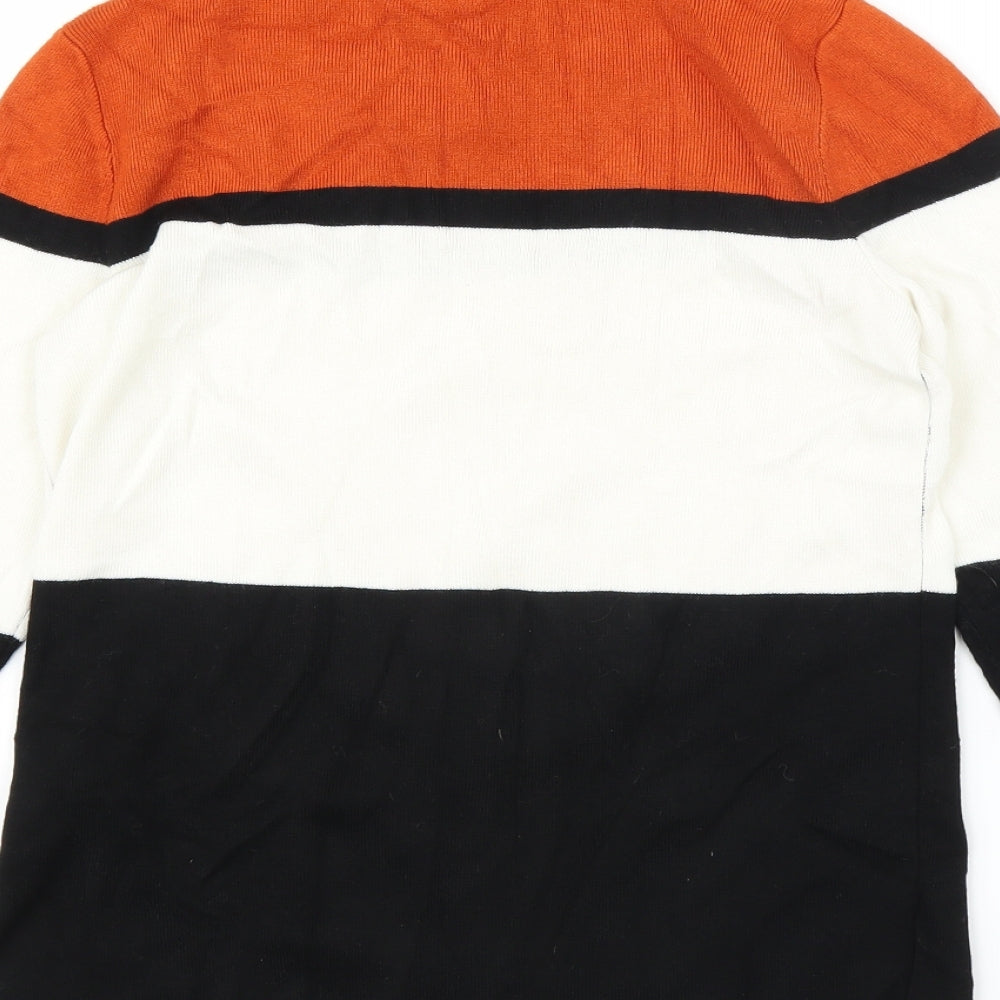 Papaya Womens White Striped Pullover Jumper Size 8