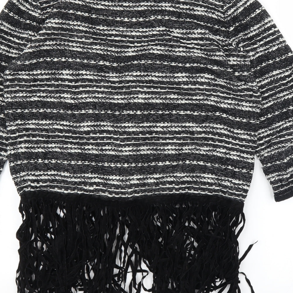 F&F Womens Black Striped Cardigan Jumper Size 12