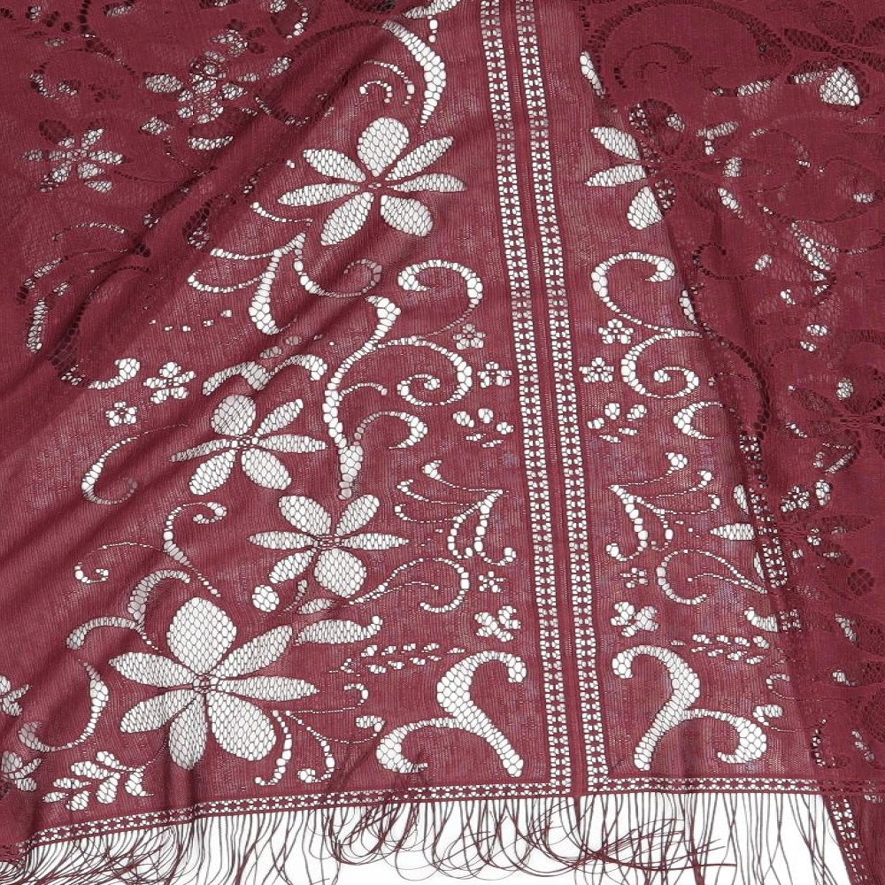 Brand and care label for Atmosphere women’s red lace kimono blouse, size M