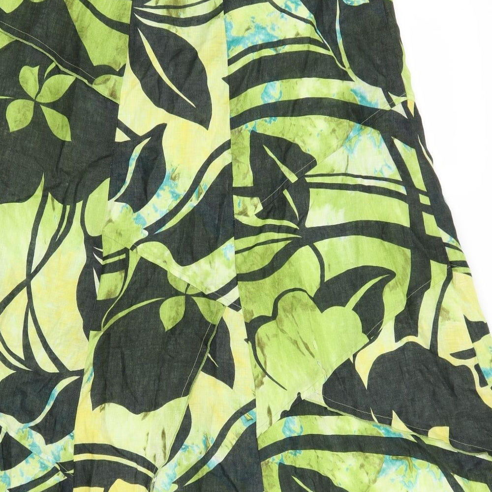 Libra Womens Green Floral A-Line Skirt Size 12