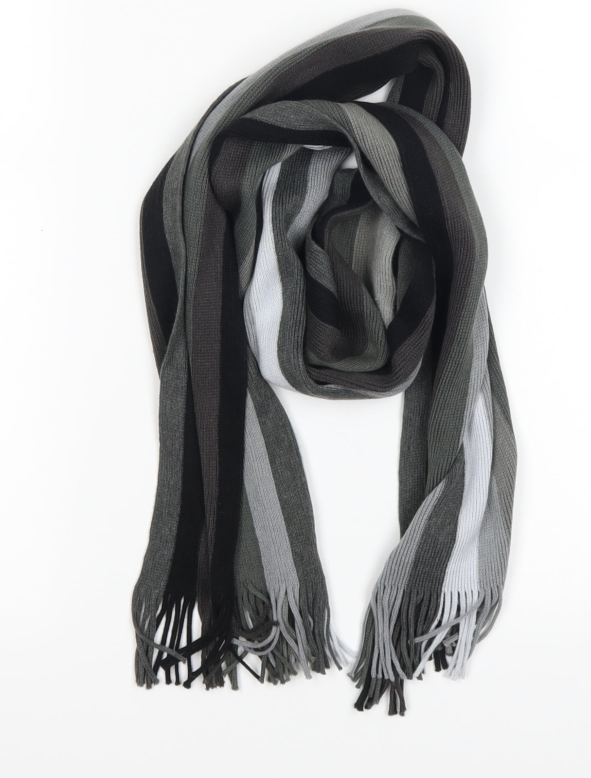 Preworn Unisex Black Striped Scarf One Size