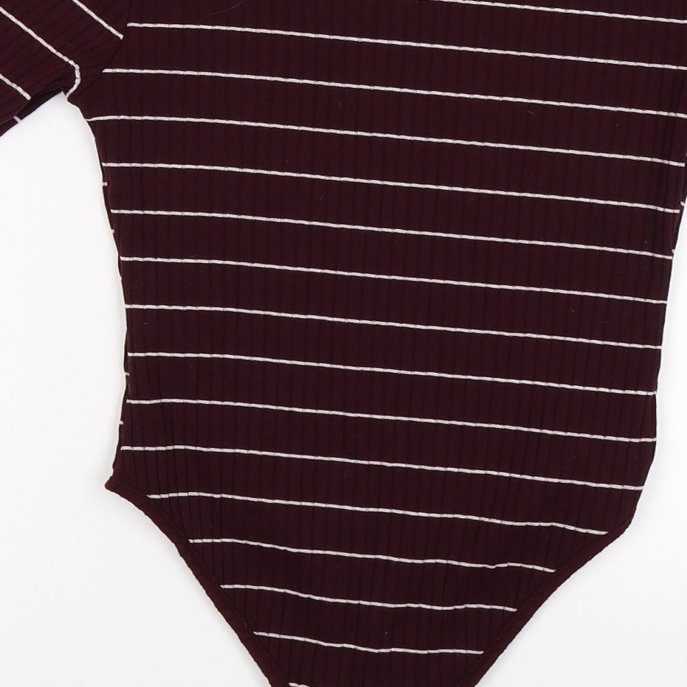 New Look Womens Purple Striped Bodysuit One-Piece Size 10