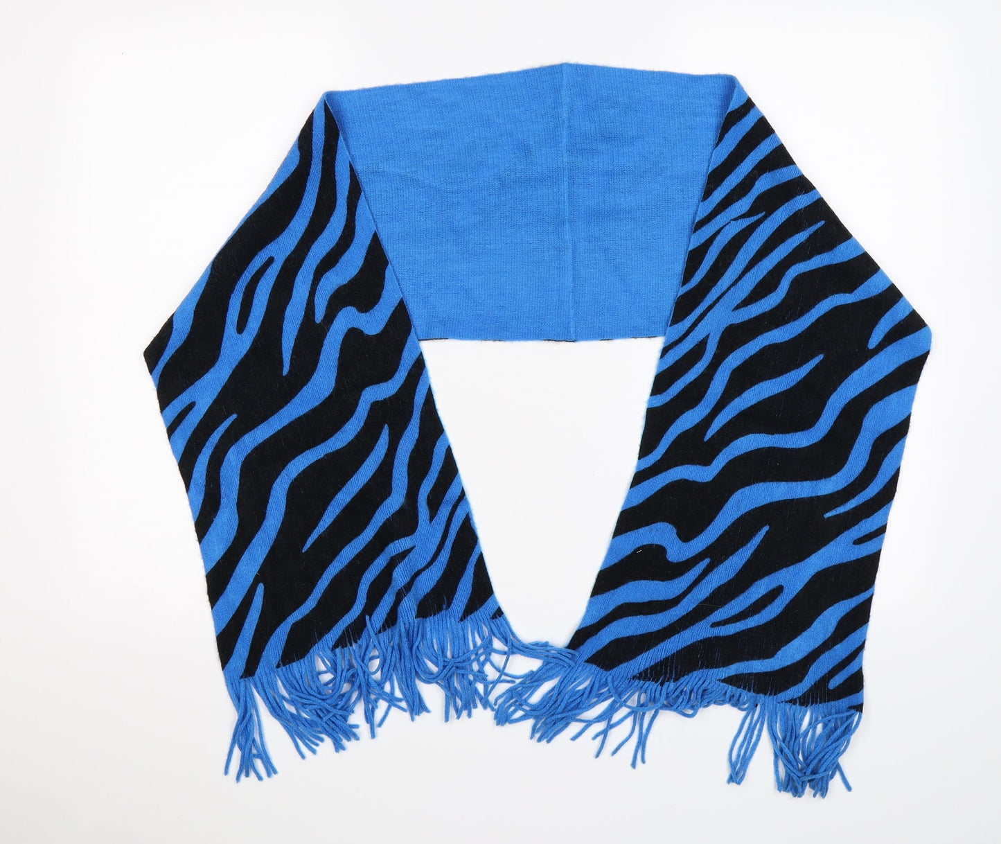 PREORN Womens Blue Animal Print Knit Scarf - Zebra Print