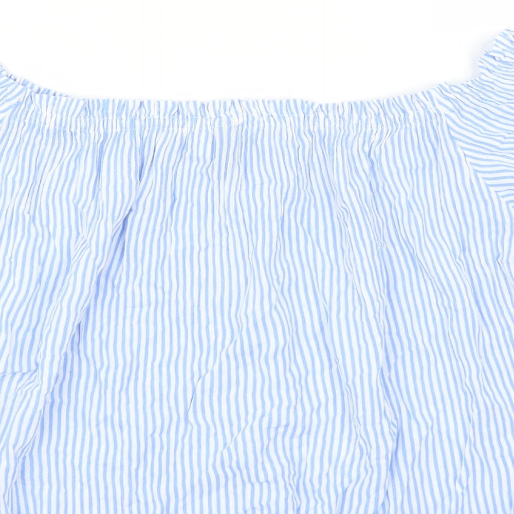 Divided by H&M Womens Blue Striped Basic Blouse Size 6