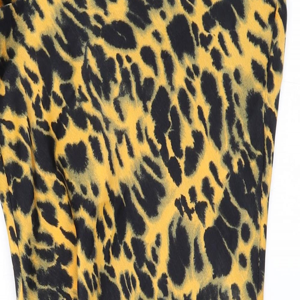 Topshop Womens Yellow Animal Print Bodycon Size 6