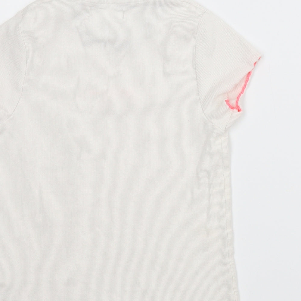 Marks & Spencer Girls White Ringer T-Shirt Size 10-11 Years