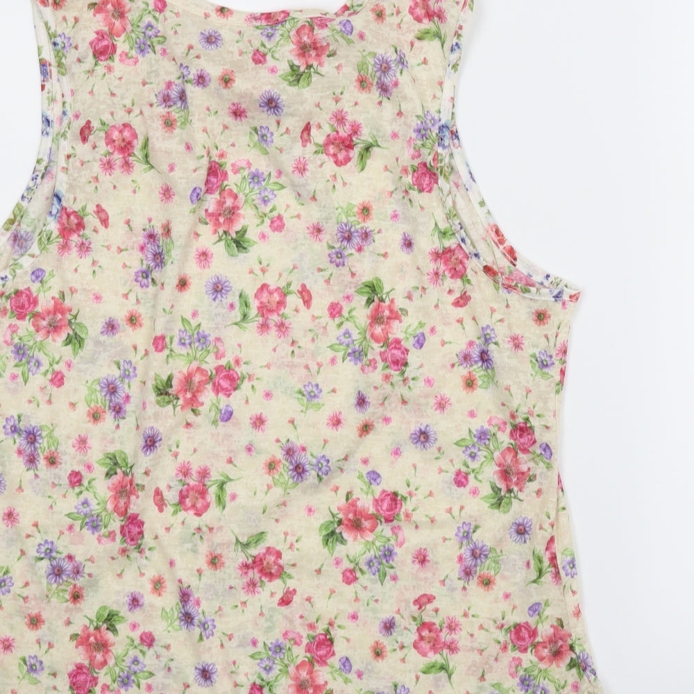 Preworn Womens Beige Floral Basic Blouse Size M